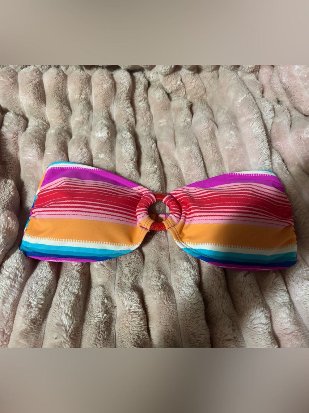 : Aerie Striped Bandeau Bikini Set High Rise Bottoms Multicolor M NWOT - Picture 6 of 10